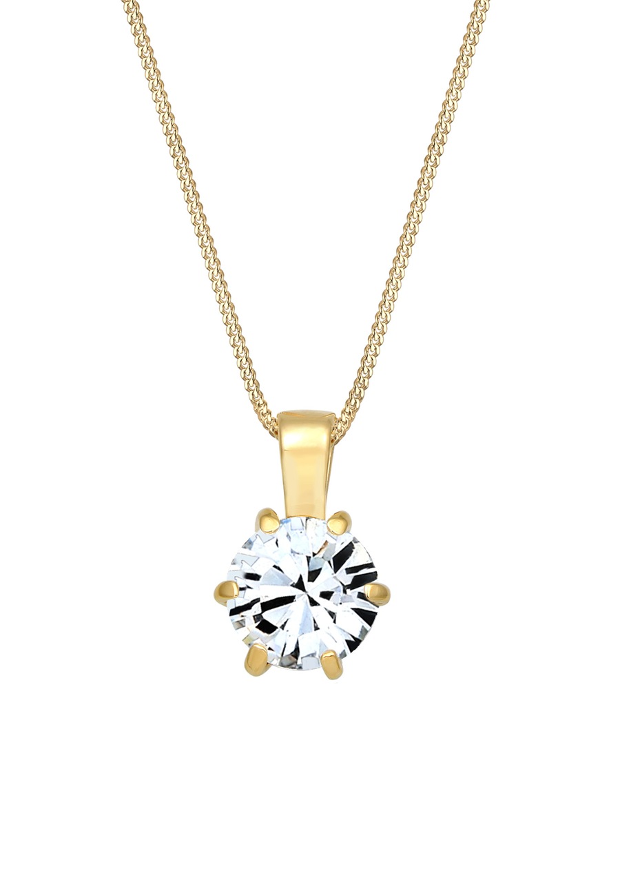 Elli Damski łańcuszek pancerka soliter mieniący się kryształami w srebrze próby 925 Sterling Silver Naszyjniki 1 ct