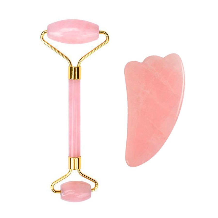 UNIQ UNIQ Różowa Jadeitowa rolka i kamień Gua Sha Urządzenia do masażu twarzy 2 ct