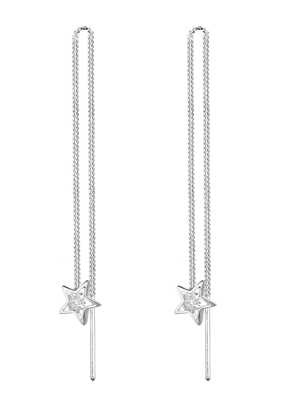 Elli Damska zawieszka do uszu Stars Astro z kryształem w srebrze próby 925 Sterling Silver Kolczyki 1 ct Damski
