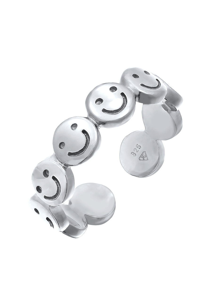 Elli Damska obrączka z smiling face Open wykonana ze srebra próby 925 Sterling Silver Pierścionki 1 ct Damski
