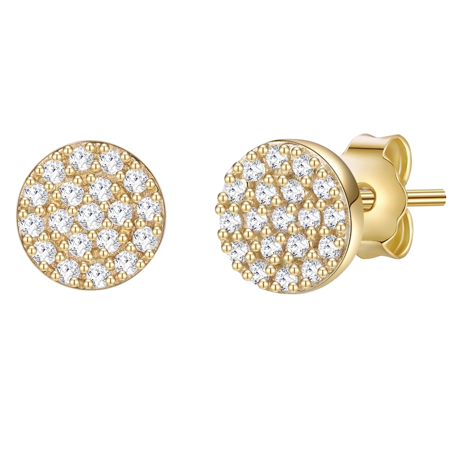 Glanzstücke München Srebrne kolczyki sztyfty Krąg srebro wysokiej próby Cyrkonia żółte złoto Kolczyki 1 ct Damski