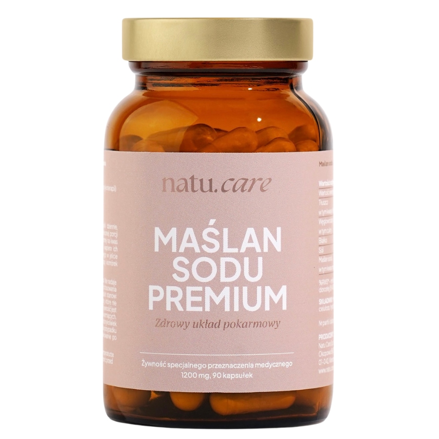 Natu Care Maślan Sodu premium wspierający układ pokarmowy Witaminy i substancje witalne 90 ct
