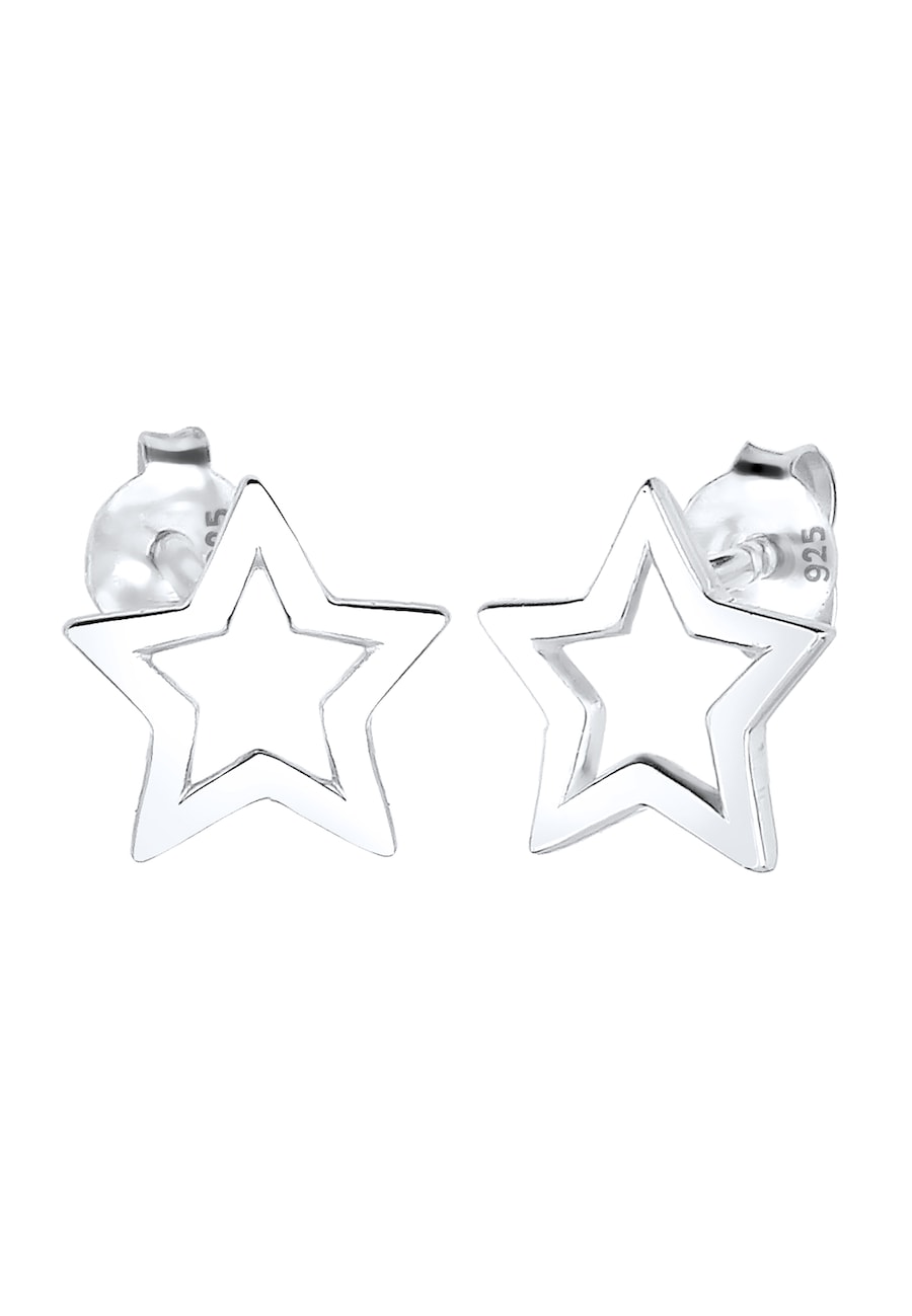 Elli Damskie Star Cut-Out Astro Look Basic Trend w srebra próby 925 Kolczyki 1 ct