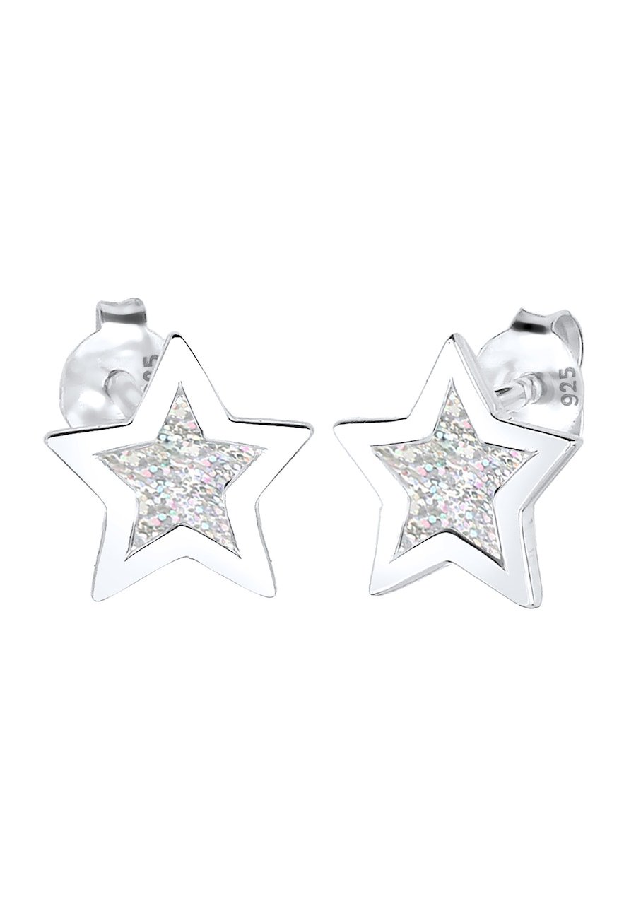 Elli Damskie Star Cut-Out Astro Look Basic Trend w srebra próby 925 Kolczyki 1 ct