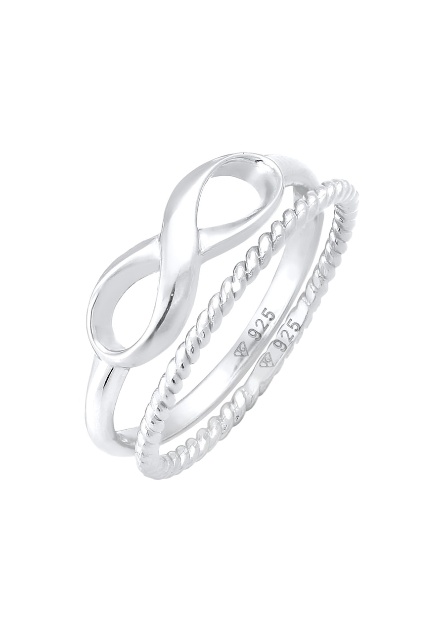 Elli Infinity Stapelring Twisted 2er Set 925 Silber Pierścionki 1 ct Damski