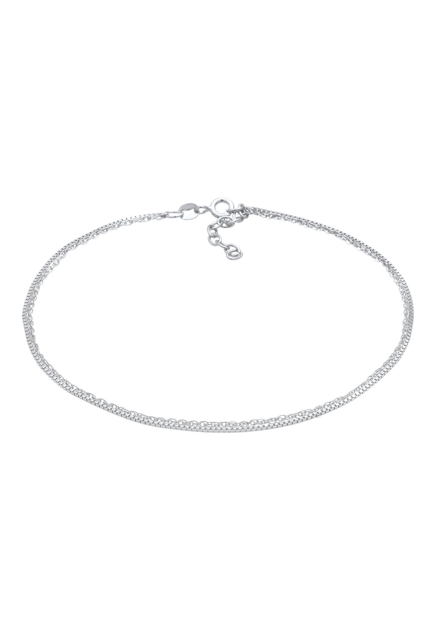 Elli Damski łańcuszek wenecki Basic Layer Summer regulowany w srebrze 925 Sterling Silver Bransoletki na nogę 1 ct
