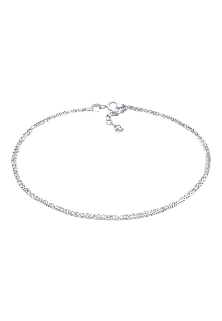 Elli Damski łańcuszek wenecki Basic Layer Summer regulowany w srebrze 925 Sterling Silver Bransoletki na nogę 1 ct