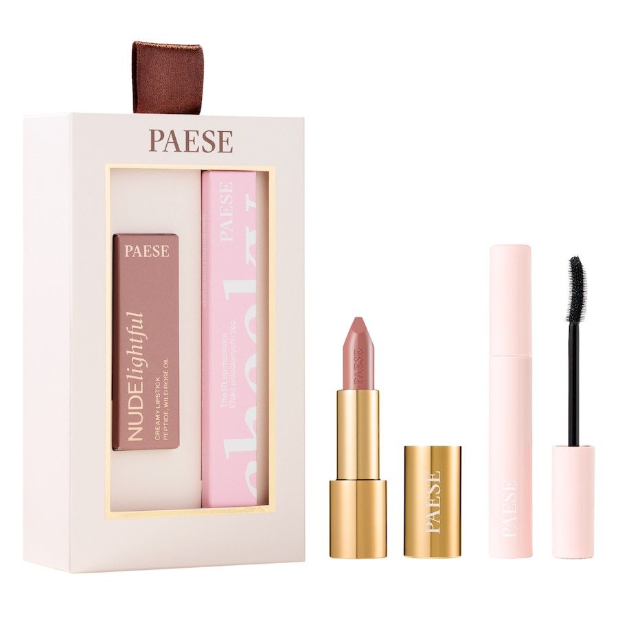 Paese Zestaw prezentowy: Maskara Cheeky + Nudelightful Pomadka, 400 Beige Marshmallow Zestawy do makijażu ust 1 ct 1 szt.