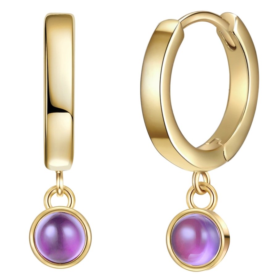 Glanzstücke München Srebrne kolczyki kreole srebro wysokiej próby Ametyst żółte złoto Kolczyki koła 1 ct Damski