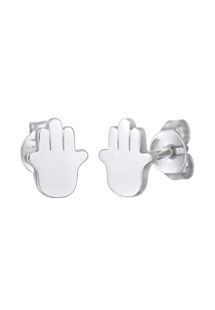 Elli Damskie kolczyki sztyfty Hamsa ręka Fatimy ze srebra próby 925 Sterling Silver Kolczyki 1 ct
