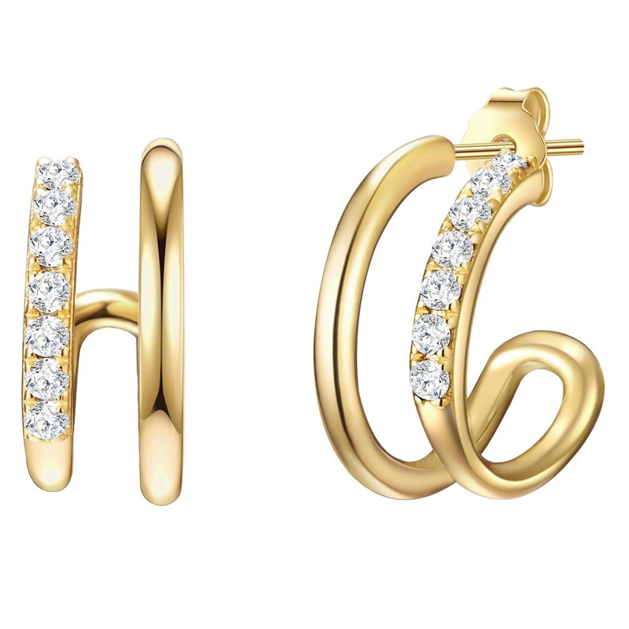 Glanzstücke München Srebrne kolczyki kreole srebro wysokiej próby Cyrkonia żółte złoto Kolczyki koła 1 ct Damski