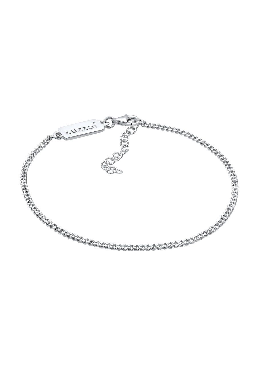 KUZZOI Męski łańcuszek pancerka Basic Minimal regulowany w srebrze 925 Sterling Silver Bransoletki 1 ct Męskie