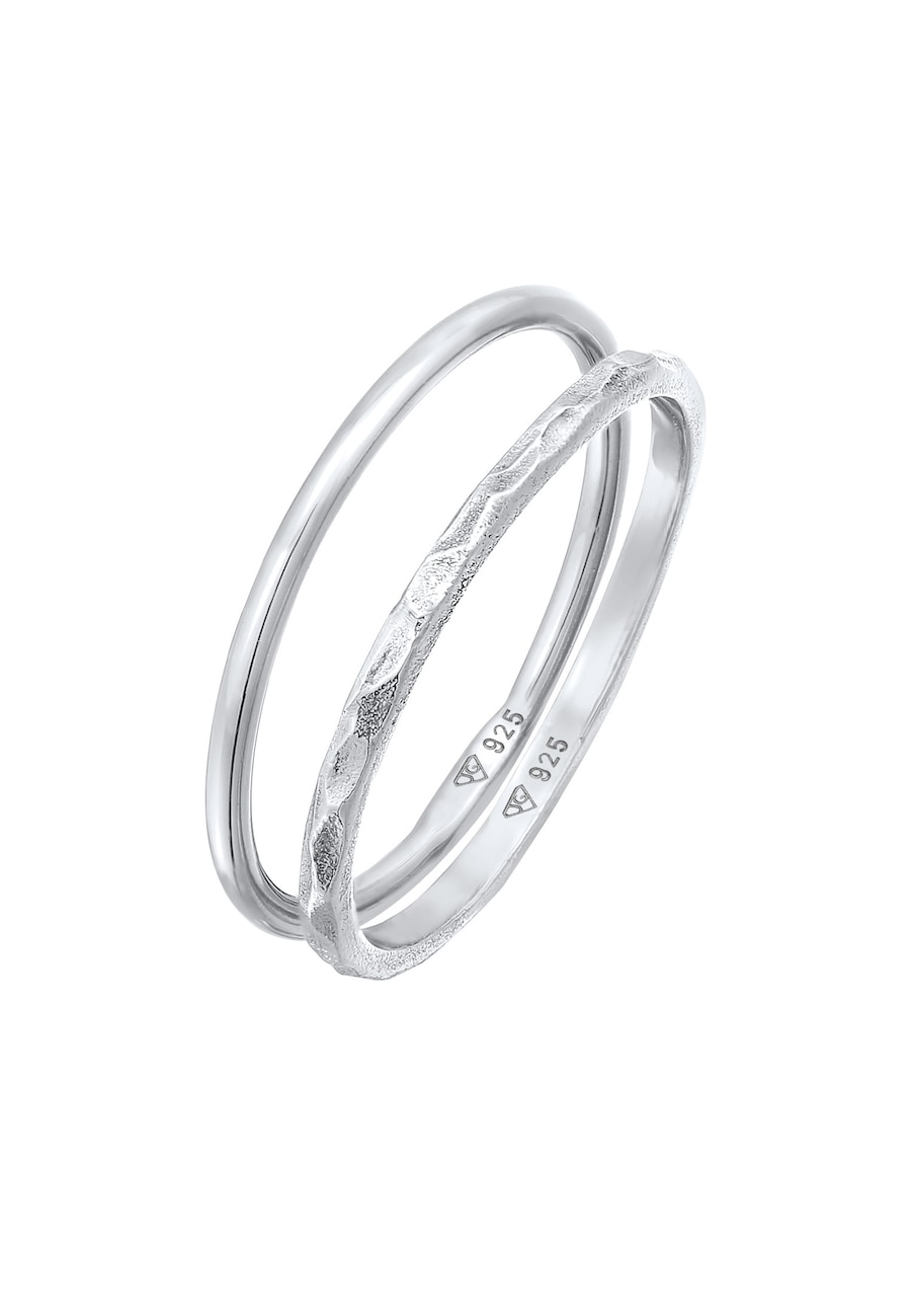 Elli Zestaw 2 obrączek damskich ze srebra próby 925 Sterling Silver Pierścionki 1 ct Damski