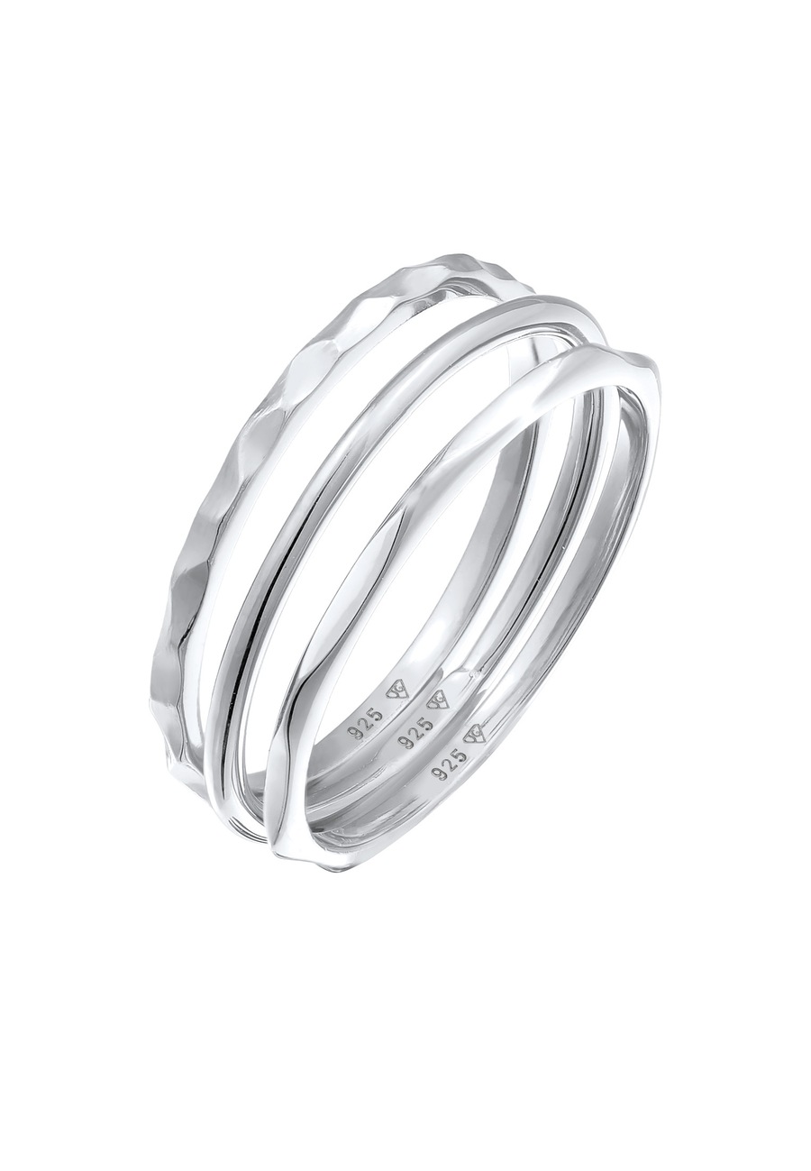 Elli Damski Basic Stacking zestaw 3 częściowy w srebrze 925 Sterling Silver Pierścionki 1 ct