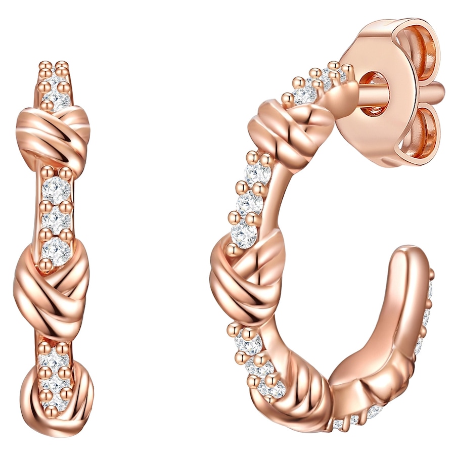 Glanzstücke München Srebrne kolczyki kreole srebro wysokiej próby Cyrkonia różowe złoto Kolczyki koła 1 ct Damski