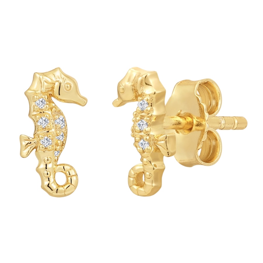 Rafaela Donata Kolczyki Konik morski z Srebro wysokiej próby w Żółte złoto 1 ct Damski