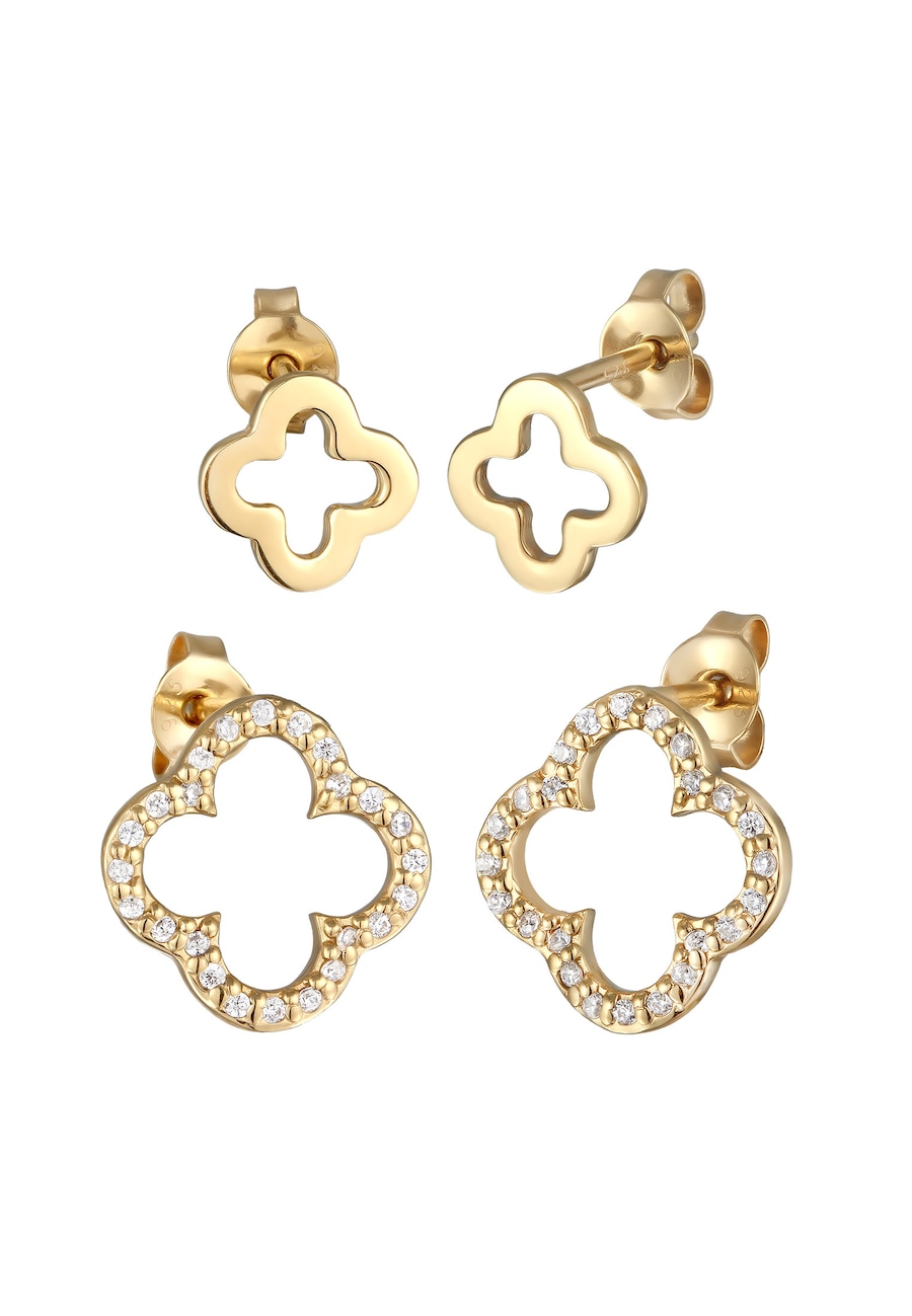 Elli Damskie kolczyki w kształcie koniczyny z cyrkoniami ze srebra próby 925 Kolczyki 1 ct