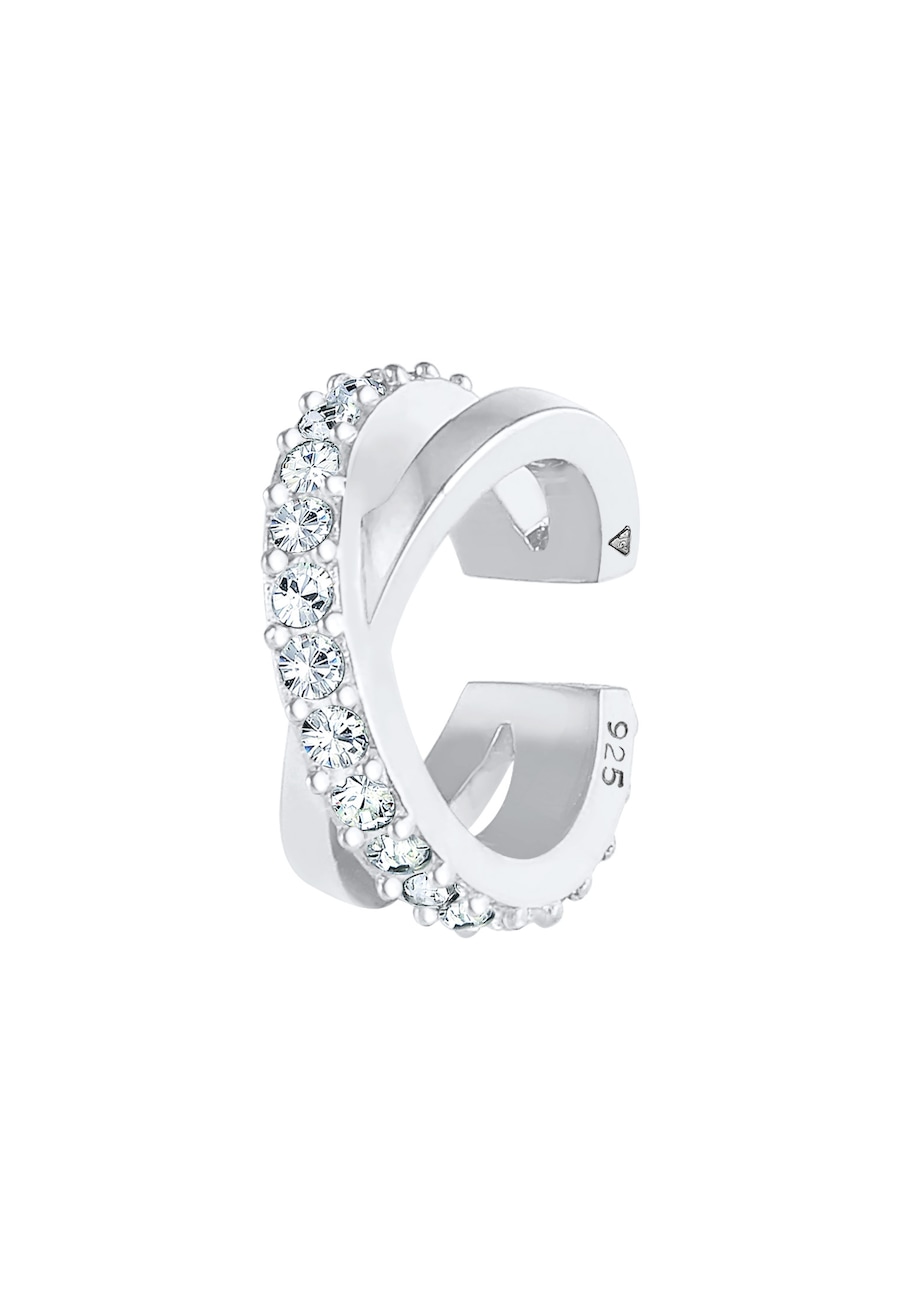 Elli Damskia nausznica krzyżowa elegancka z kryształami srebro 925 Sterling Silver Nausznice 1 ct