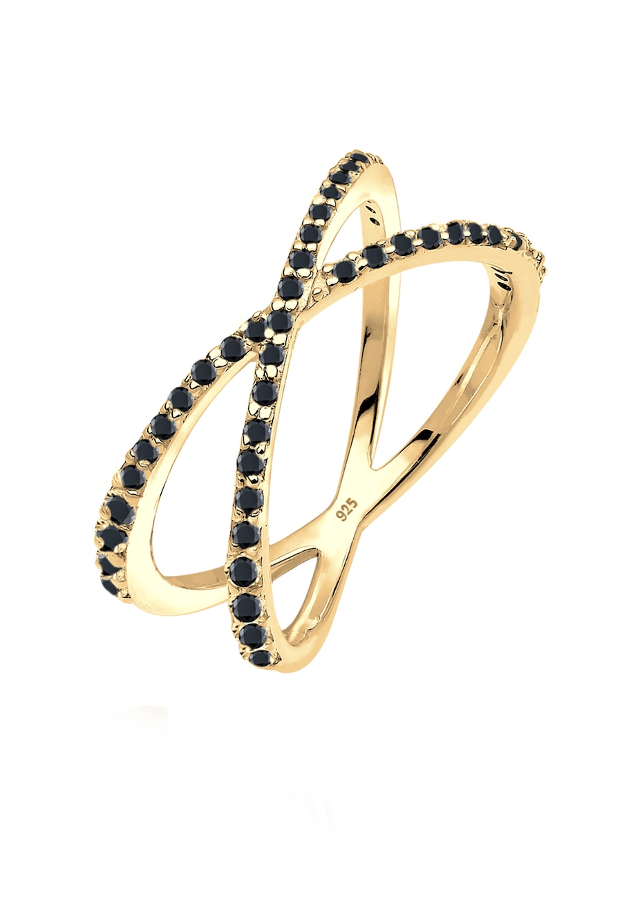 Elli Damski pierścionek skręcony X z kryształami z cyrkoniami w srebrze próby 925 Sterling Silver Pierścionki 1 ct