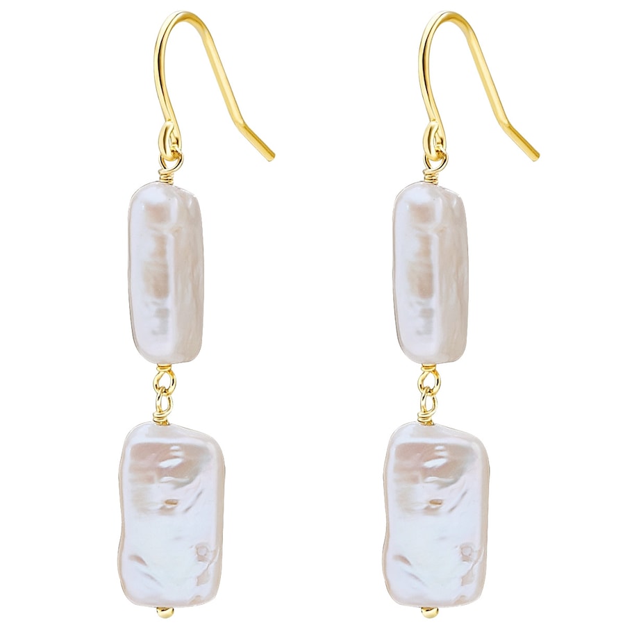 Valero Pearls Kolczyki wiszące z perłą srebro wysokiej próby Perła hodowlana słodkowodna żółte złoto 1 ct Damski