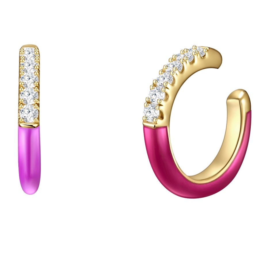 Glanzstücke München Srebrne klamry na ucho srebro wysokiej próby Cyrkonia żółte złoto Kolczyki 1 ct Damski