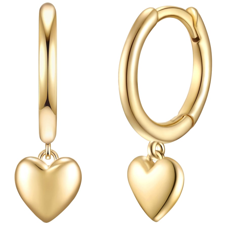 Glanzstücke München Kolczyki Serce z Srebro wysokiej próby w Żółte złoto Kolczyki koła 1 ct Damski