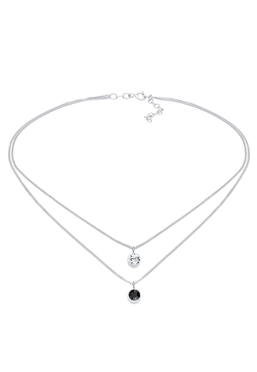 Elli Damska powłoka Choker Crystals Round z 925 sztuk srebra próby 925 szterlingów Naszyjniki 1 ct Damski