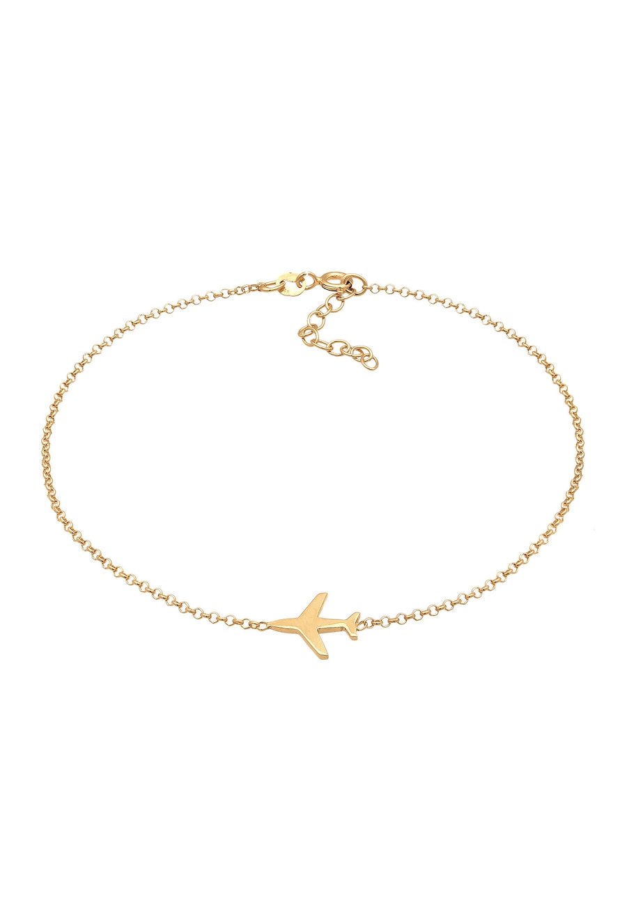 Elli Damska bransoletka na kostkę z symbolem samolotu, symbolu podróży, wykonana ze srebra próby 925 Sterling Silver Bransoletki na nogę 1 ct Damski