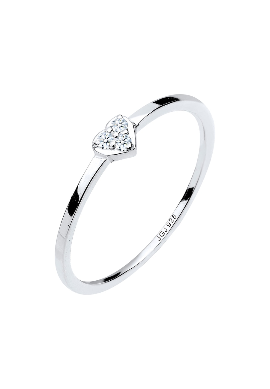Elli DIAMONDS Damski pasjans symbol serca z diamentem 0,04 ct. w srebrze próby 925 Sterling Silver Pierścionki 1 ct
