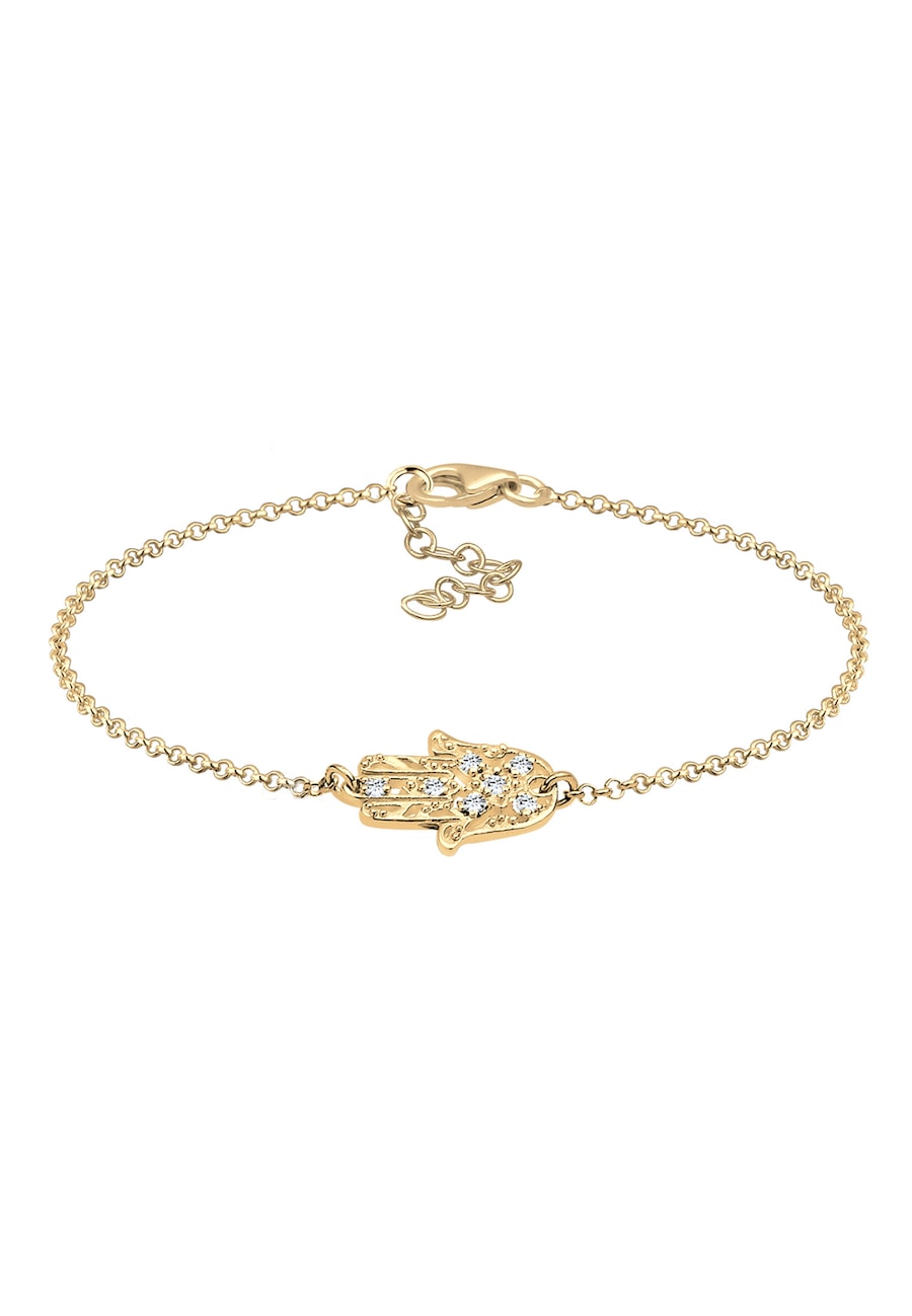 Elli Damska elegancka ręka Hamsa z kryształami ze srebra próby 925 Bransoletki 1 ct Damski