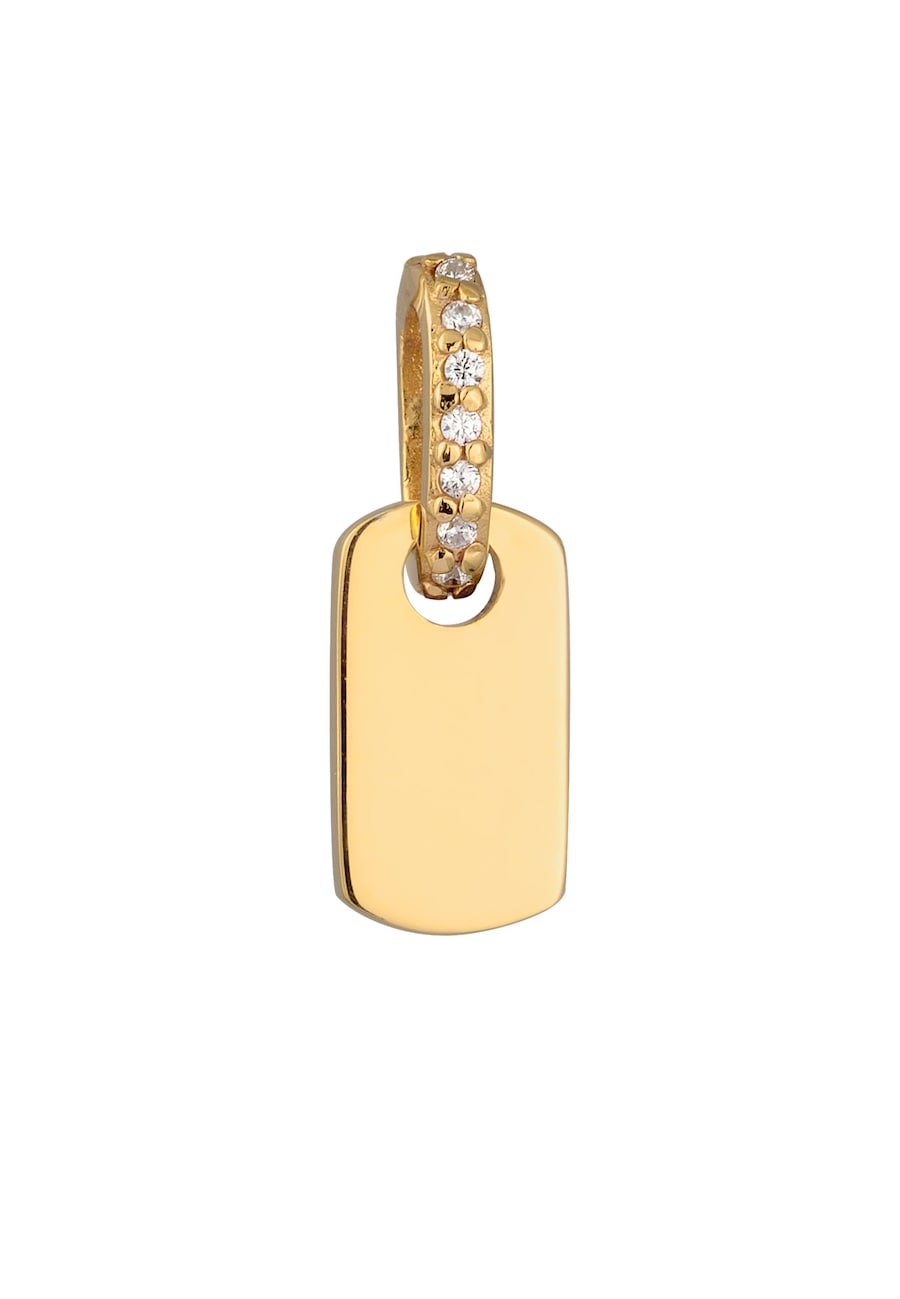 Elli Damski Wisiorek z Kamieniem Prostokąt Cyrkonia Szlif Diamentowy Biały 925 Sterling Silver Pozłacany Wisiorki 1 ct