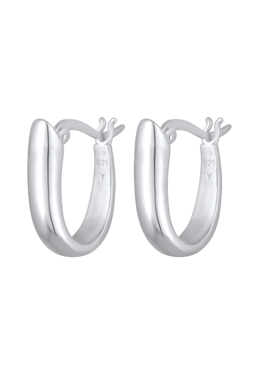 Elli Damskie kolczyki kreole kółka owalne zapięcie ze srebra próby 925 Sterling Silver Kolczyki koła 1 ct