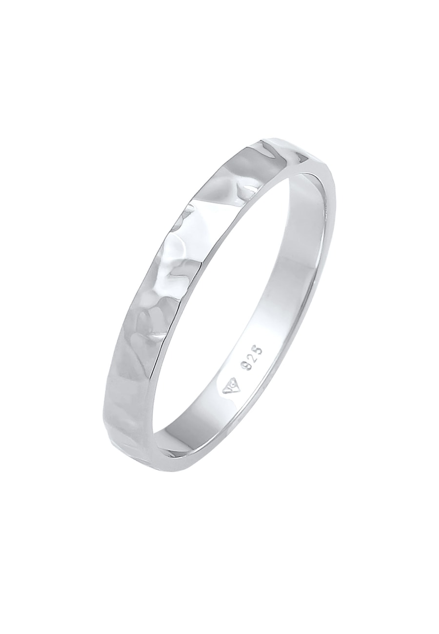 Elli Damska obrączka Basic Fine młotkowana Trend ze srebra próby 925 Sterling Silver Pierścionki 1 ct Damski