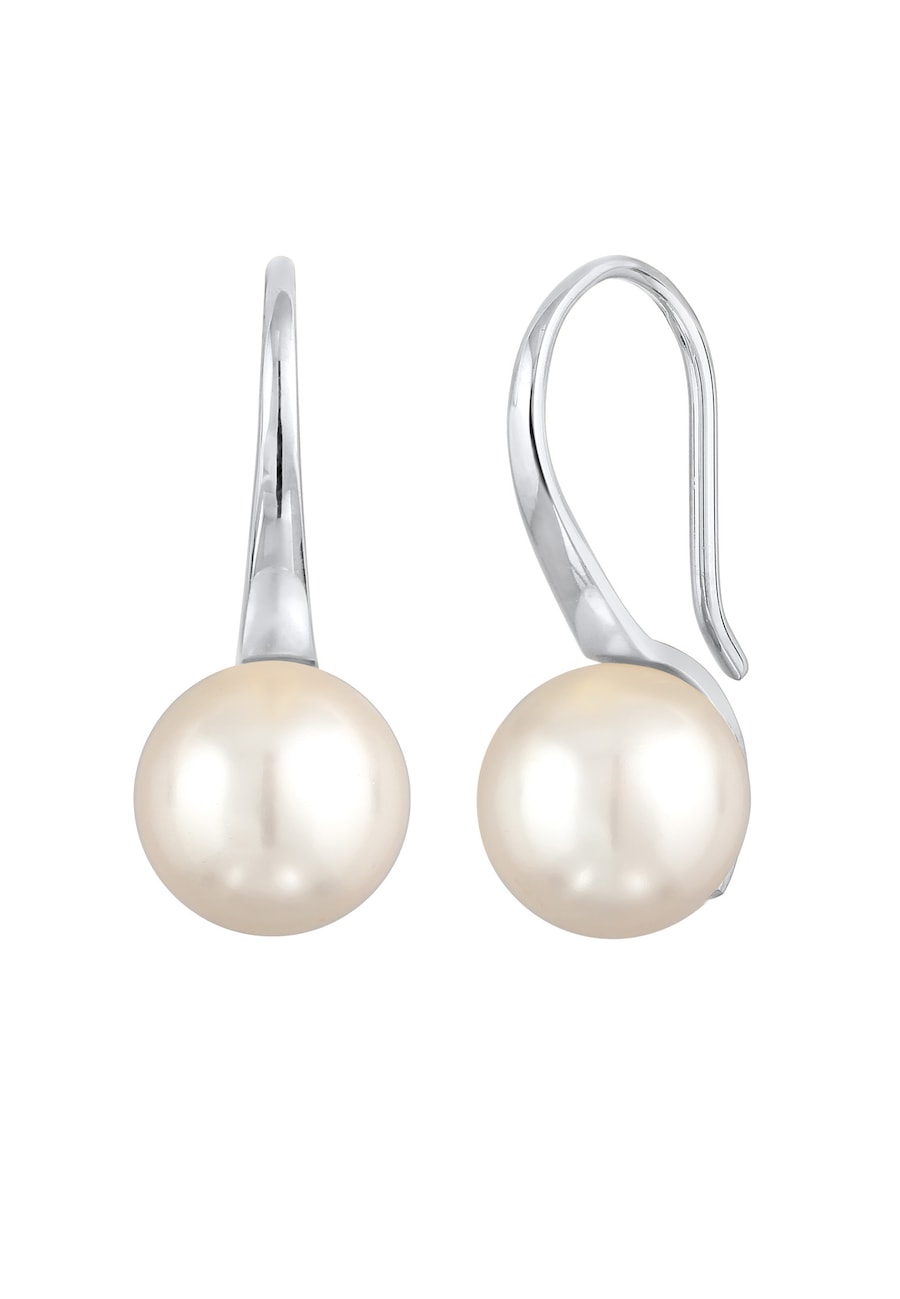 Nenalina Kolczyki damskie klasyczne eleganckie z syntetyczną perłą w srebrze 925 Sterling Silver 1 ct Damski