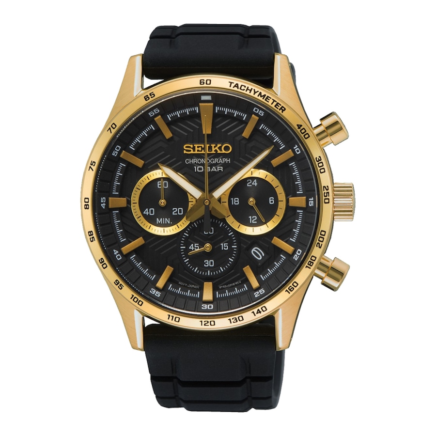 Seiko Mężczyźni zegarek Chronograph Gold Zegarki męskie 1 ct Męskie