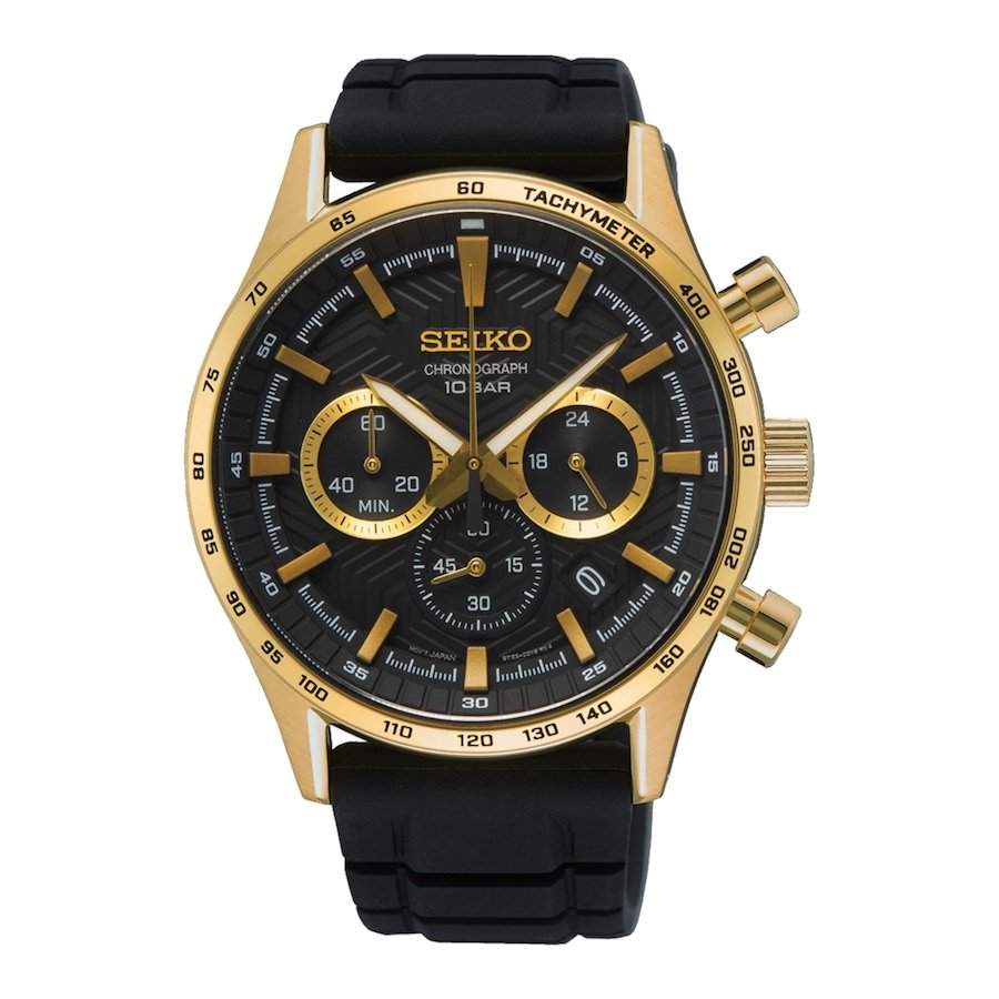 Seiko Mężczyźni zegarek Chronograph Gold Zegarki męskie 1 ct Męskie