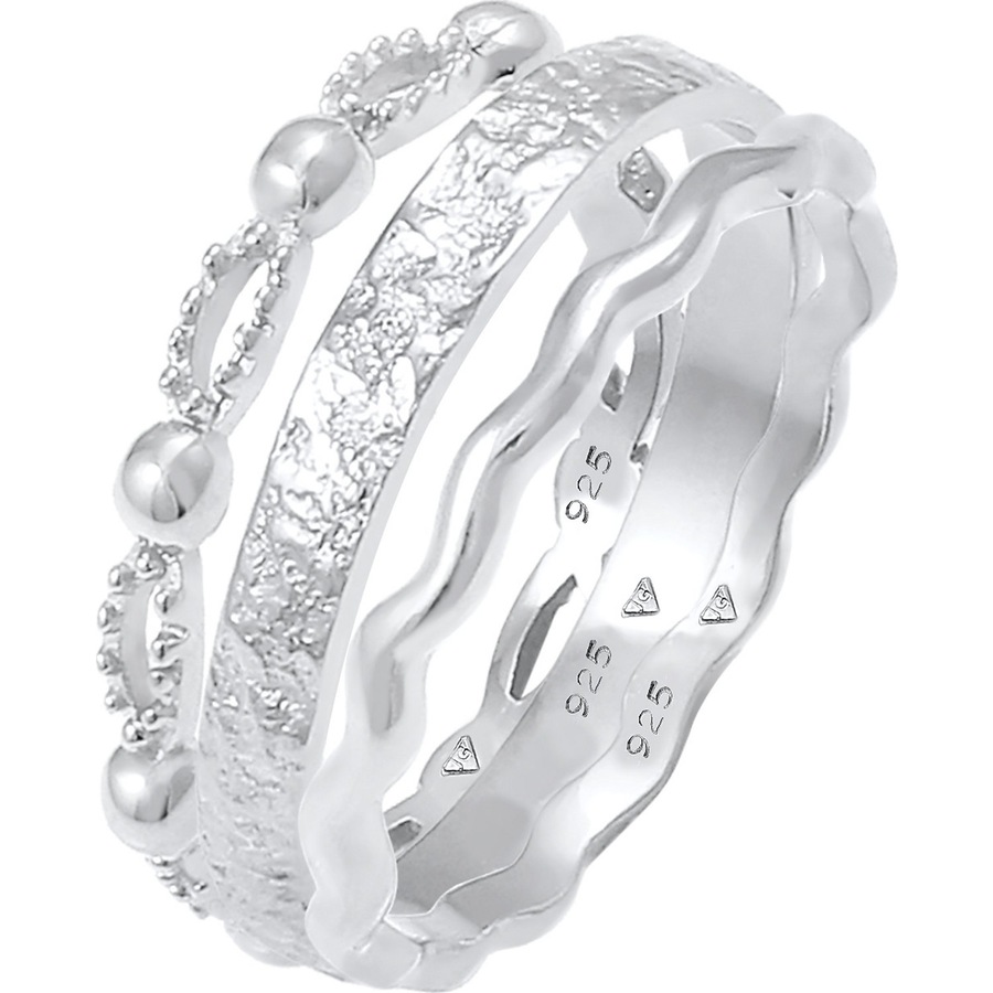 Elli Ladies Bandwrings Wave Wave Ball 925 Sterling Silver Pierścionki 1 ct Damski