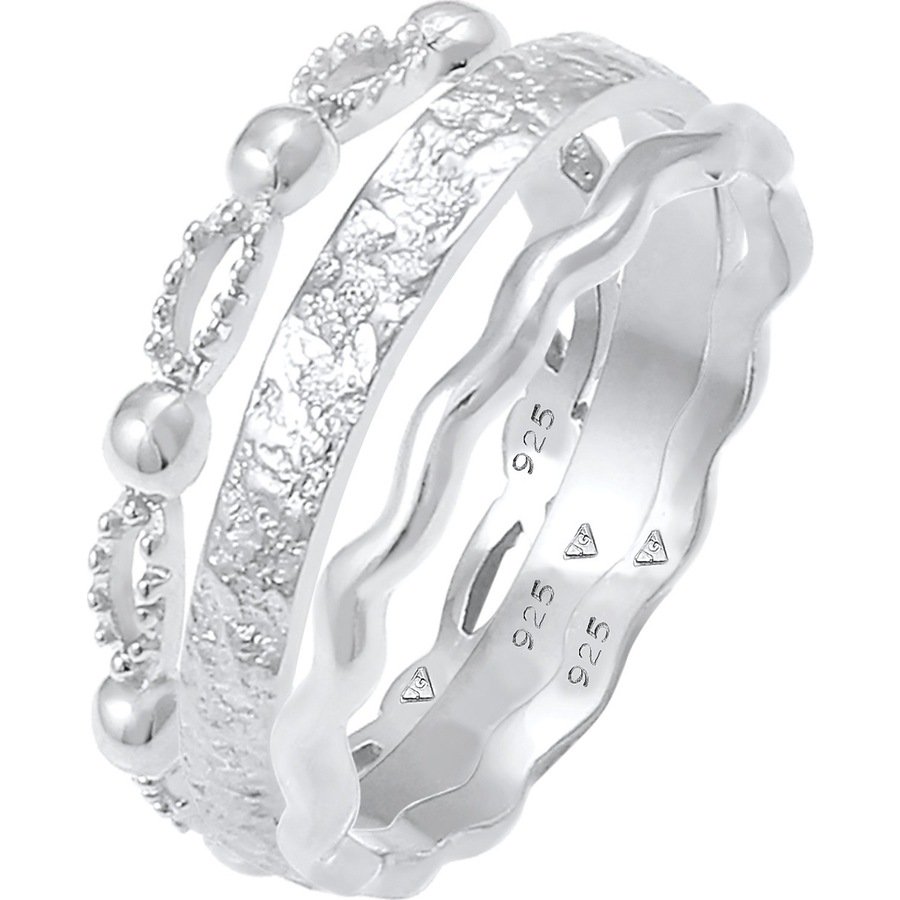 Elli Ladies Bandwrings Wave Wave Ball 925 Sterling Silver Pierścionki 1 ct Damski