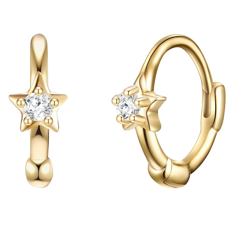 Glanzstücke München Srebrne kolczyki kreole Gwiazda srebro wysokiej próby Cyrkonia żółte złoto Kolczyki koła 1 ct Damski