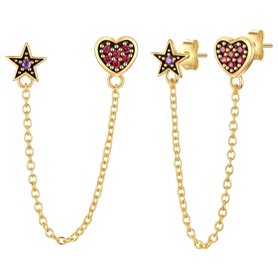 Glanzstücke München Kolczyki Serce/gwiazda z Srebro wysokiej próby w Żółte złoto 1 ct Damski