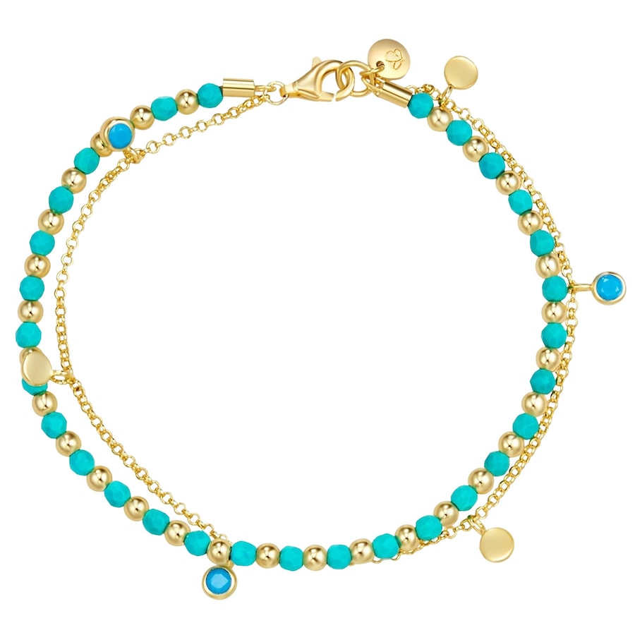Glanzstücke München Srebrna bransoleta srebro wysokiej próby turkusowy żółte złoto Bransoletki 1 ct Damski