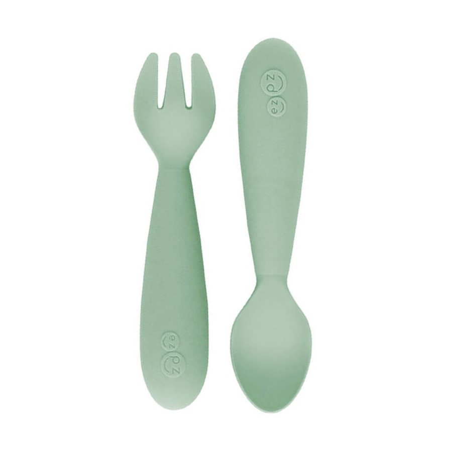 EZPZ EZPZ Komplet silikonowych sztućców Mini Utensils pastelowa zieleń Akcesoria 1 ct