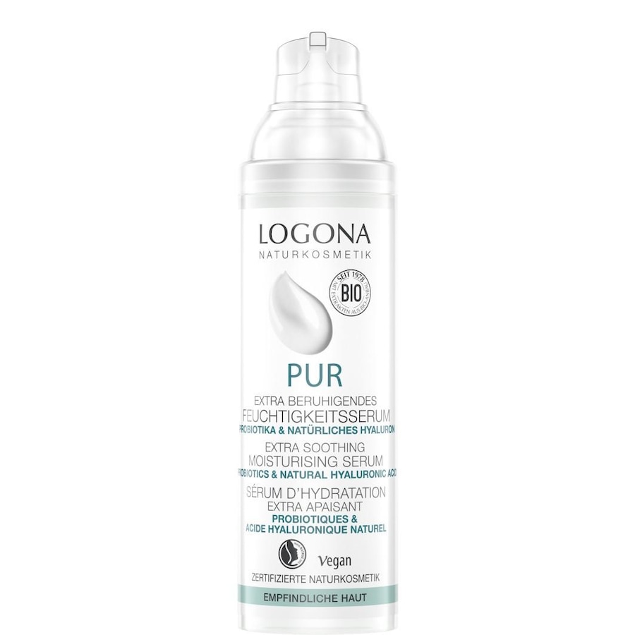 Logona Pur Intensywnie łagodzące nawilżające serum do twarzy z probiotykami Serum nawilżające 30 ml