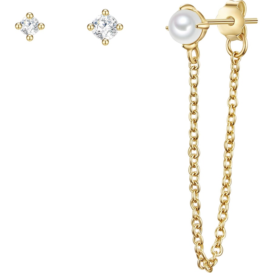 Glanzstücke München Srebrne kolczyki sztyfty srebro wysokiej próby Cyrkonia Perła hodowlana słodkowodna srebrny Kolczyki 1 ct Damski