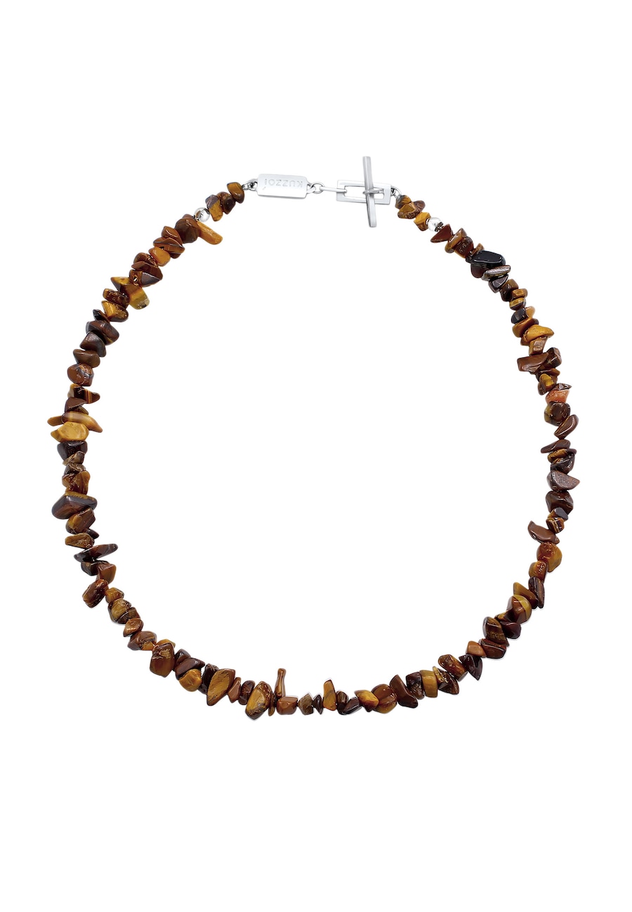 KUZZOI Męski Trend Urban z tygrysim okiem ze srebra próby 925 Sterling Silver Naszyjniki 1 ct Męskie