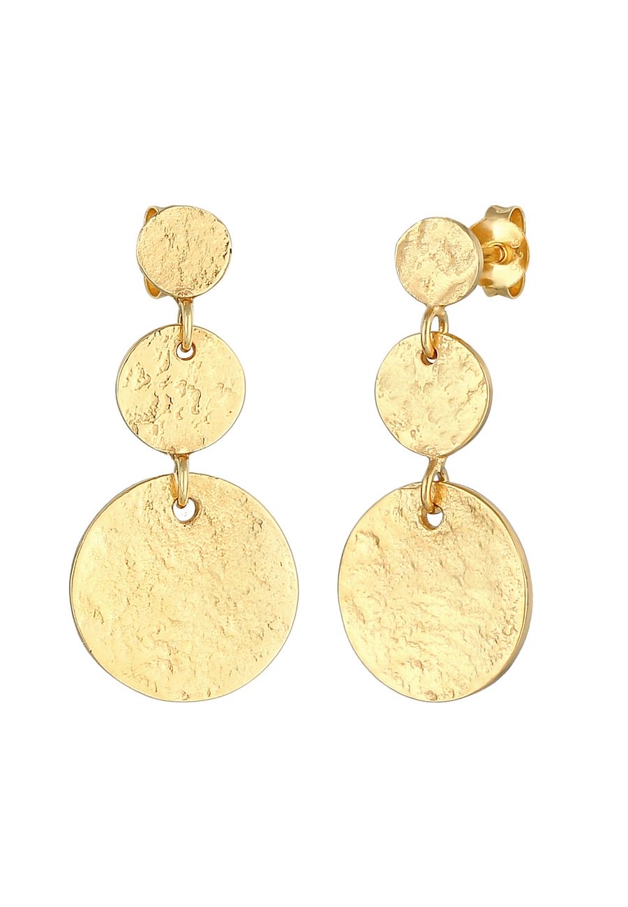 Elli Damskie kolczyki wiszące Retro Vintage Organic w pozłacanym srebrze 925 Sterling Silver Kolczyki 1 ct