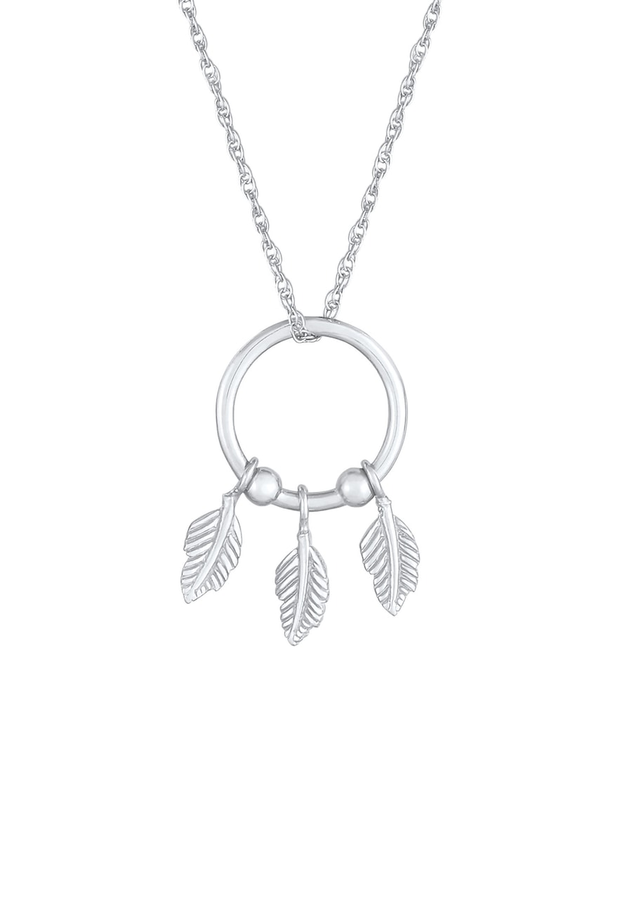 Elli Damski wisiorek pióro Boho Hippie Letni trend w pozłacanym srebrze próby 925 Sterling Silver Naszyjniki 1 ct