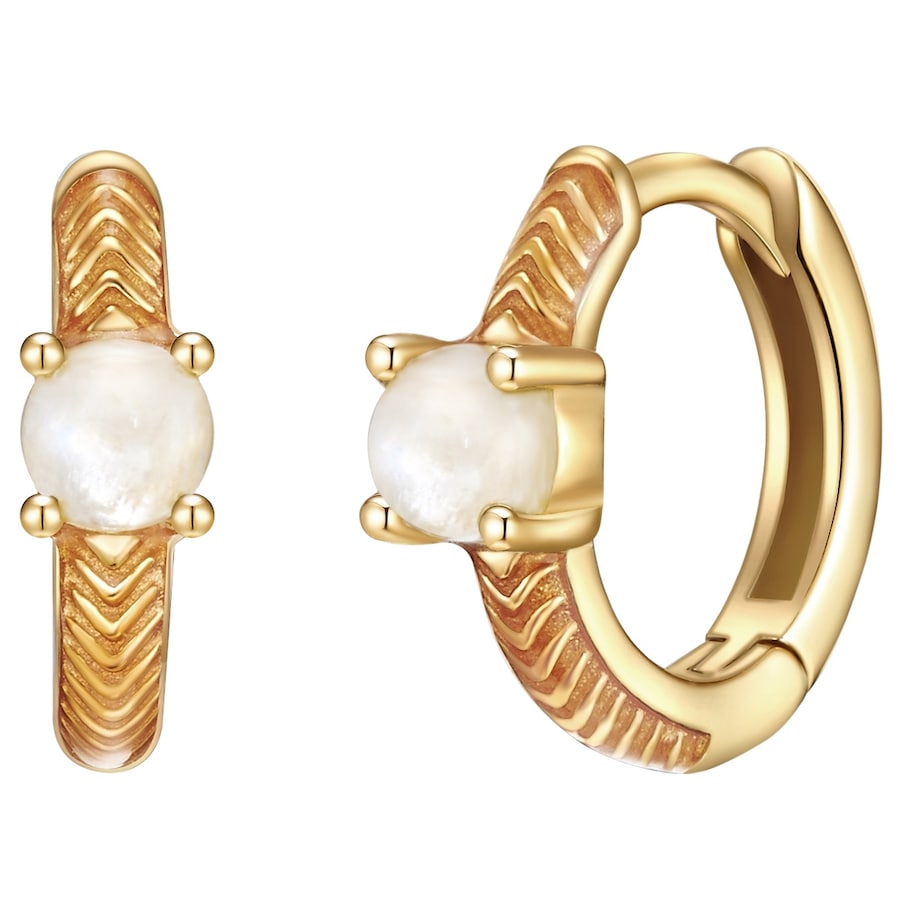 Glanzstücke München Srebrne kolczyki kreole srebro wysokiej próby Kamień księżycowy żółte złoto Kolczyki koła 1 ct Damski