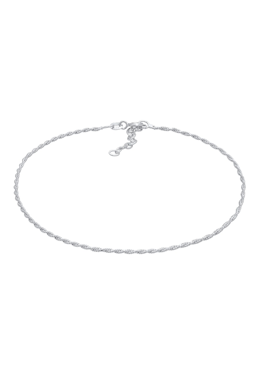 Elli Naszyjnik damski sznurkowy Twisted Basic Timeless Trend regulowany wykonany ze srebra próby 925 Sterling Silver Bransoletki na nogę 1 ct Damski