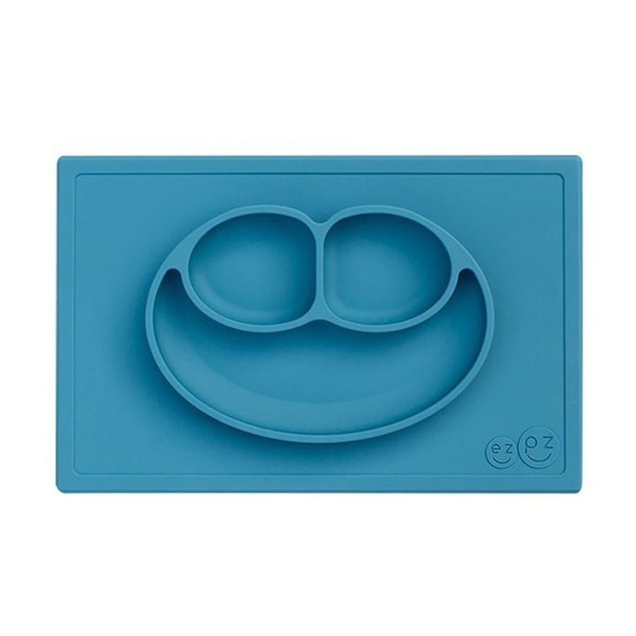 EZPZ EZPZ Silikonowy talerzyk z podkładką 2w1 Happy Mat niebieski Akcesoria 1 ct